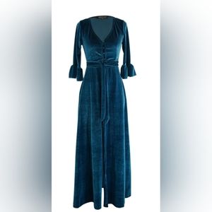 PEACOCK VELVET PEIGNOIR DRESSING GOWN (L) - Wolf and Badger